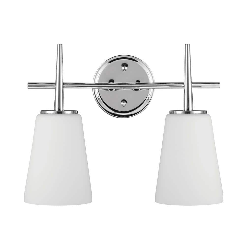 Sleek Chrome Dual Light Vanity with Etched Opal Shades