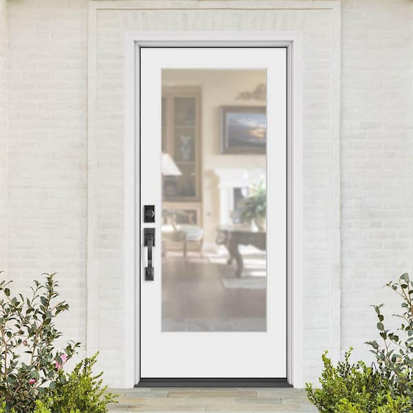 Performance Door System 36 in. x 80 in. VG Full Lite Right-Hand Inswing Clear White Smooth Fiberglass Prehung Front Door