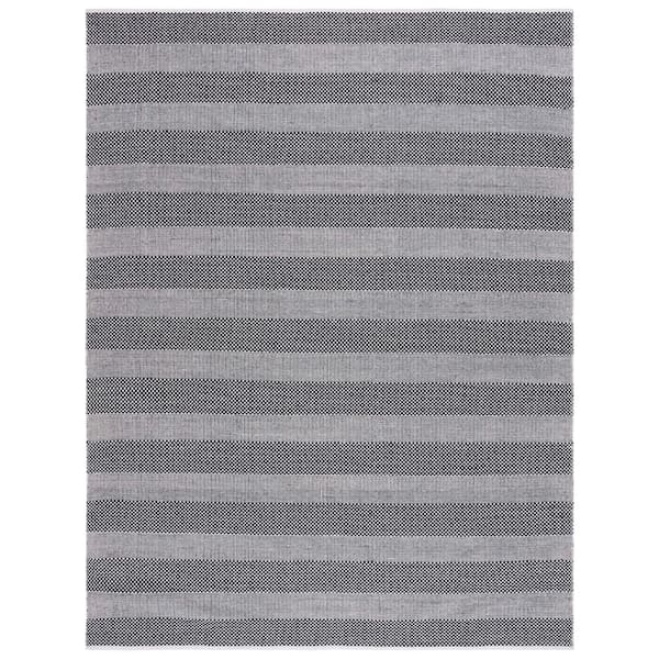 SAFAVIEH Striped Kilim Ivory Black 8 ft. X 10 ft. Striped Area Rug