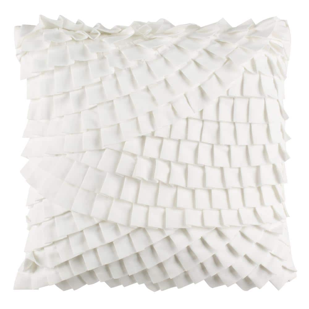 Teagen White Ruffled 18" Square Decorative Pillow