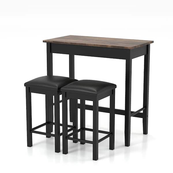 Furniture of America Cardara 3-Piece Walnut & Black Counter Height Dining Set