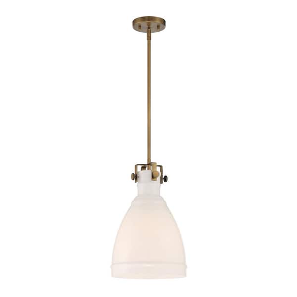 Designers Fountain Beechmont 60-Watt 1-Light Old Satin Brass Pendant with Frosted Glass Shade