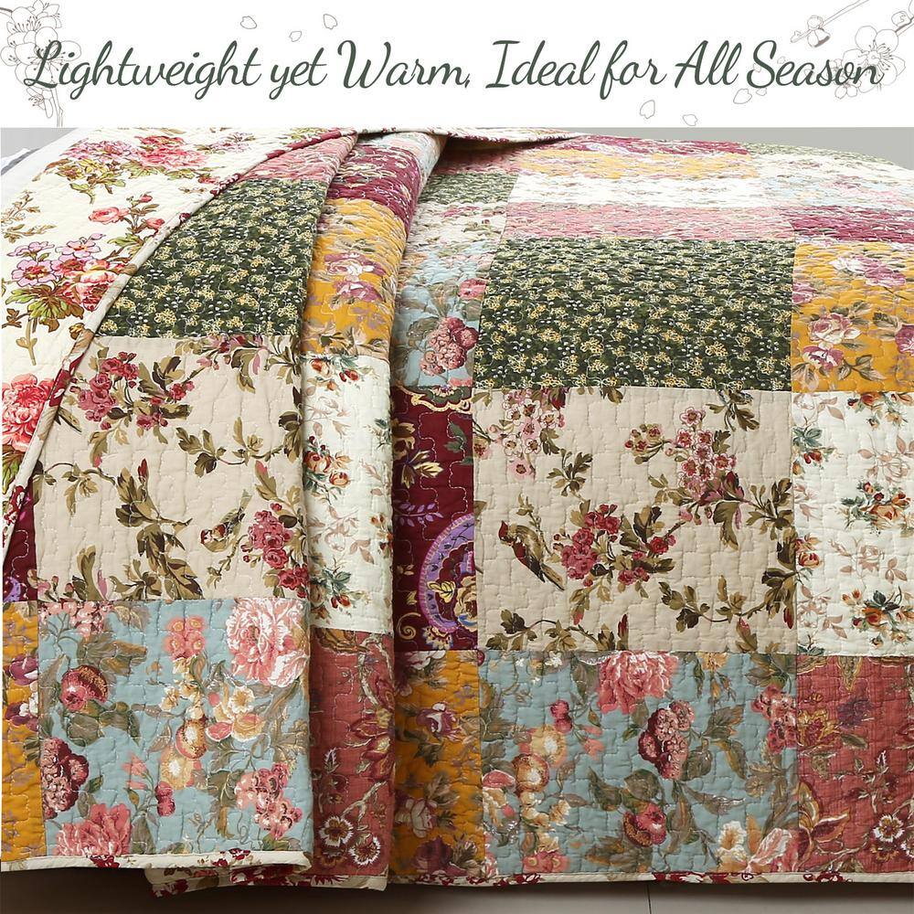 Queen Multicolor Floral Paisley Patchwork Cotton Quilt Set