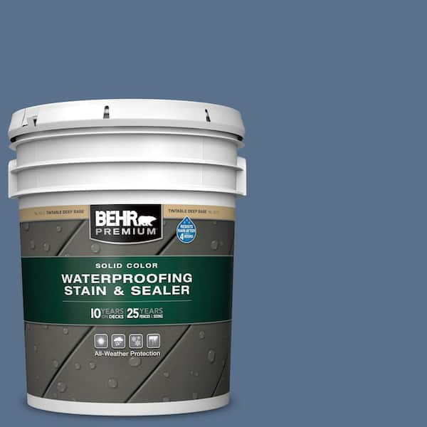 BEHR PREMIUM 5 gal. #600F-6 Atlantic Blue Solid Color Waterproofing Exterior Wood Stain and Sealer