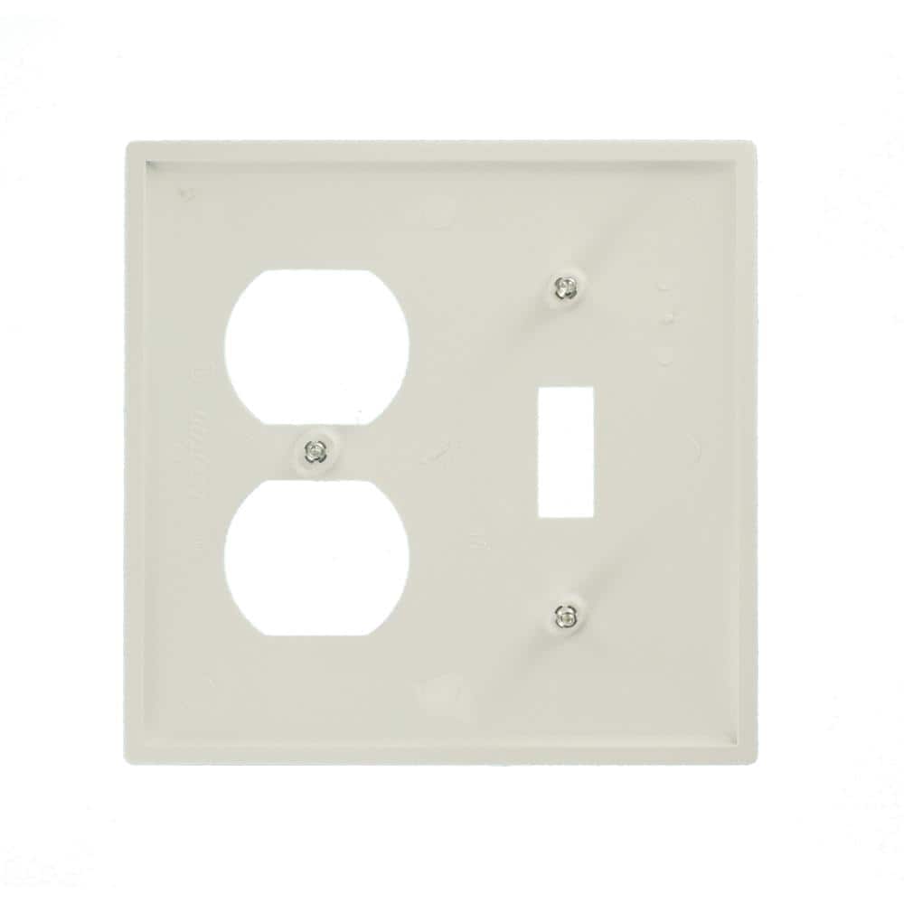 White Thermoplastic Nylon 2-Gang Duplex Toggle Wall Plate