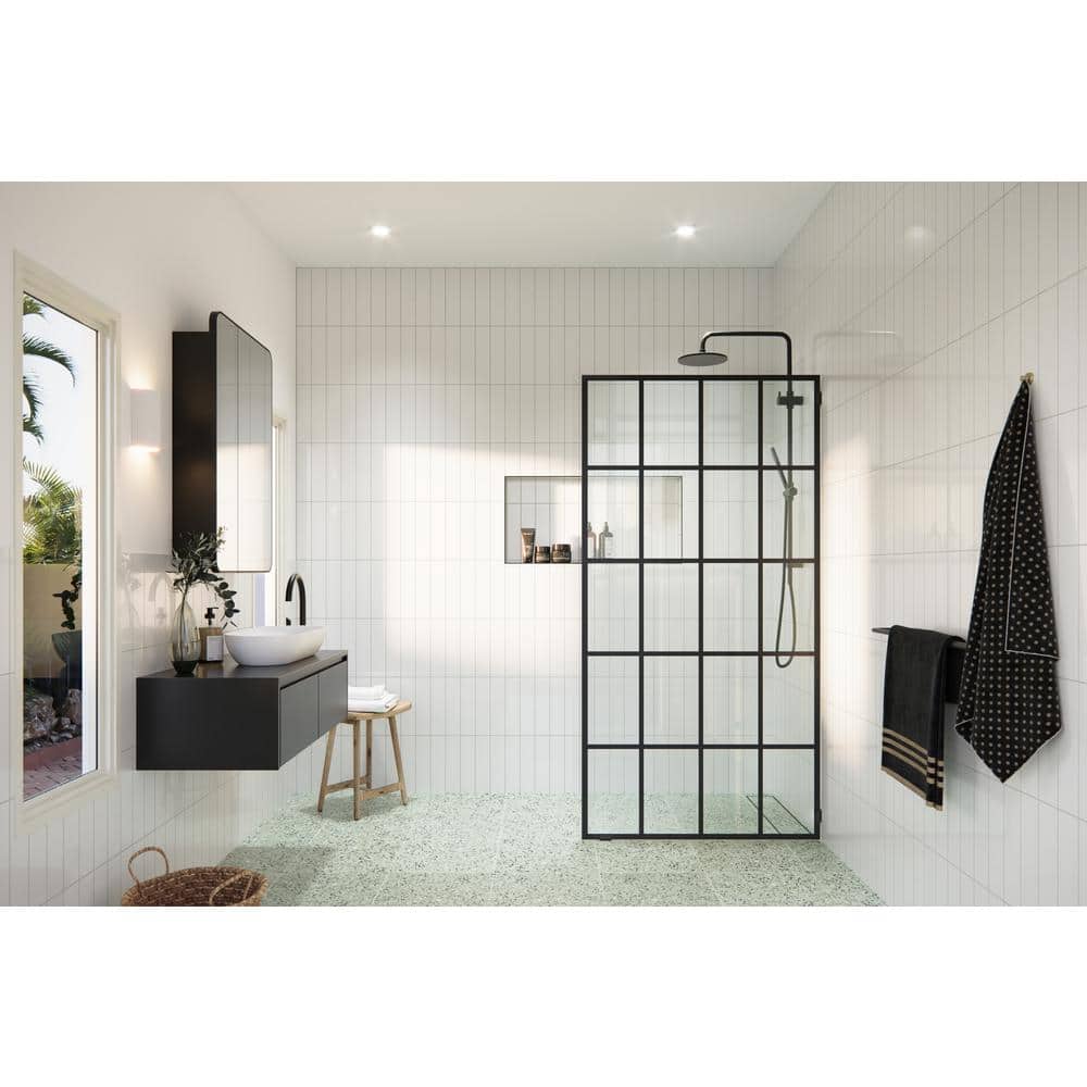 Esprit 38" x 78" Matte Black Glass Shower Panel