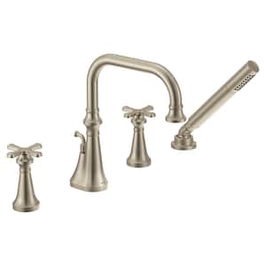 Colinet 2-Handle Deck-Mount Roman Tub Faucet Trim with Lever Handles, Handshower and Valve Required in Chrome