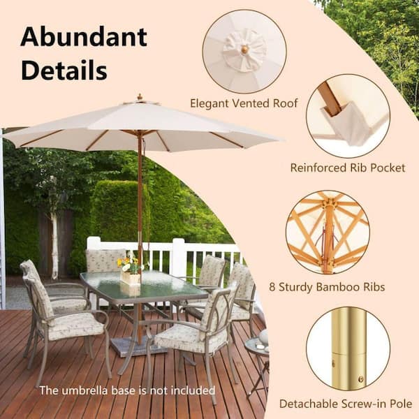 heavy duty wood patio umbrella CASUNER 9ft Wooden Umbrella, Outdoor Umbrella, Market Umbrella, Patio Wood Pole with Pulley Lift for Garden, Yard, Deck, Pool, Market (GREEN) : Patio, Lawn & Garden a masterpiece of engineering and elegance that redefines what outdoor shade can be 9' Wood Market Patio Umbrella