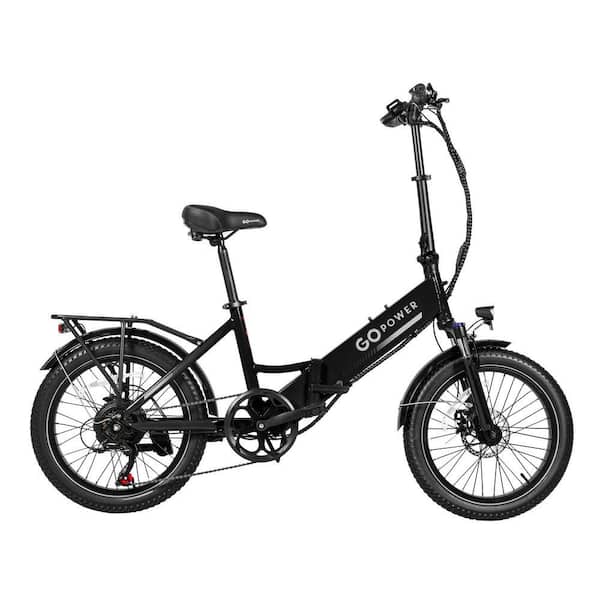 GoPowerBike GoPlus Folding Electric Bike, 500W Motor, 20mph Top Speed, 45+ Mile Range, 5 Pedal-Assist Levels, Black
