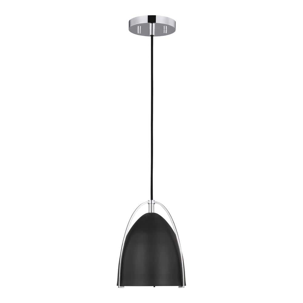 Norman 6.25" Chrome Mini-Pendant with Black Steel Shade