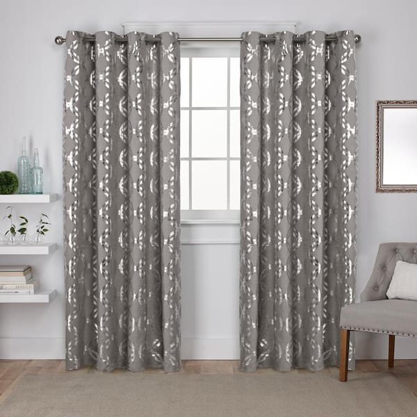 EXCLUSIVE HOME Modo Black Pearl Ogee Light Filtering Grommet Top Curtain, 54 in. W x 108 in. L (Set of 2)
