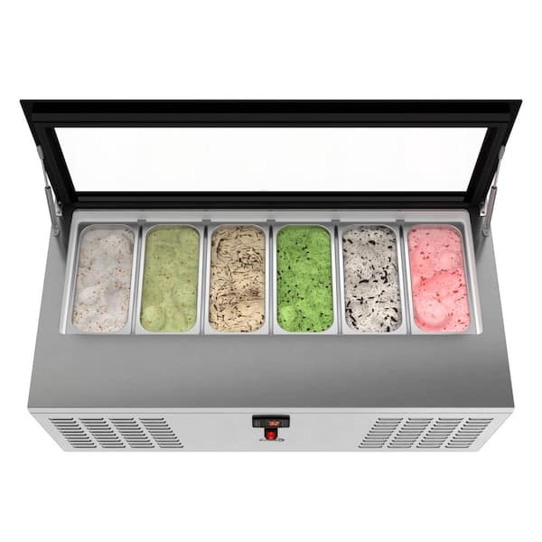 Koolmore 45 in. 3.5 cu. ft. 6-Pan Countertop Ice Cream Display