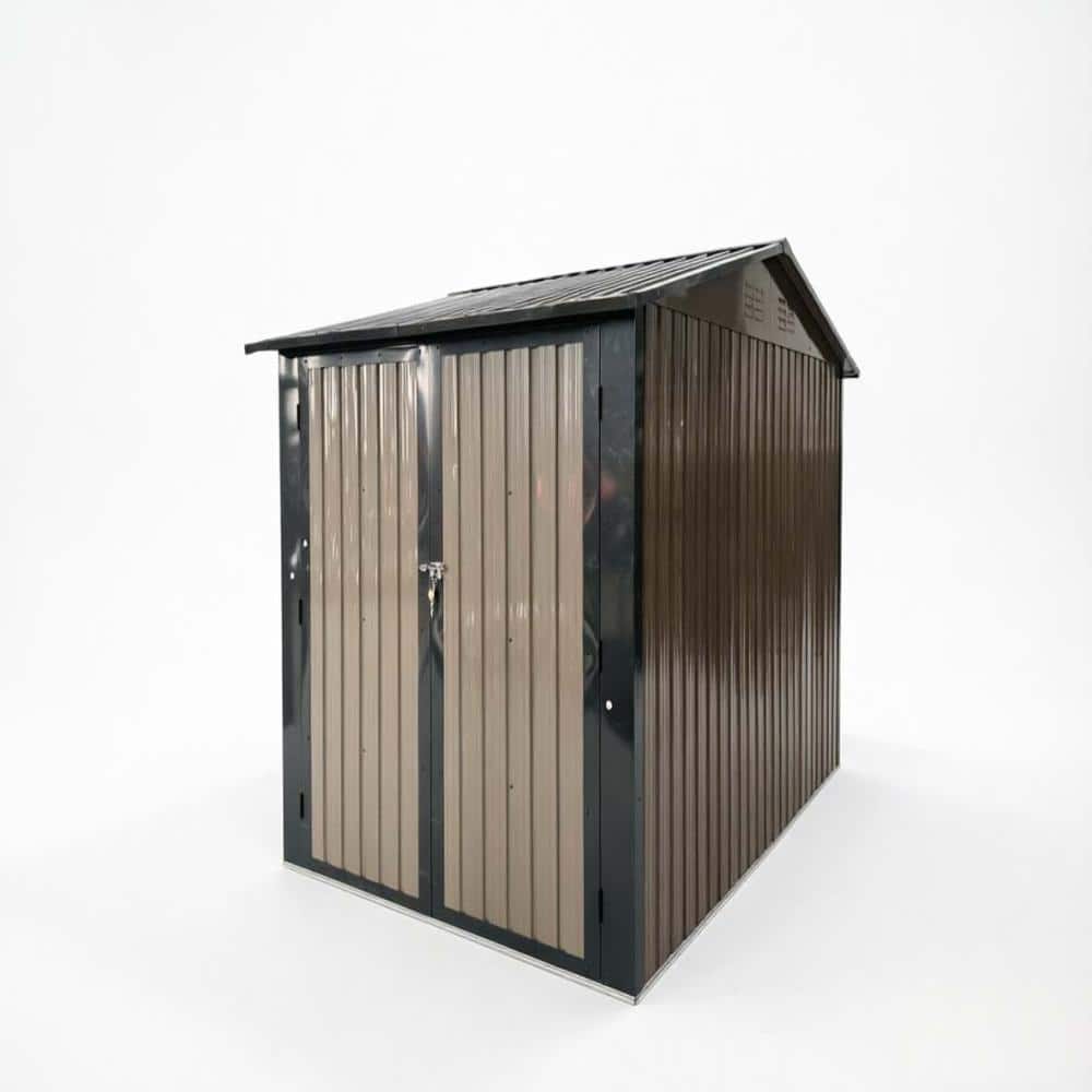 6 ft. W x 9 ft. D Brown Metal Shed with with Window & Flower Rack, Lockable Double Doors (54 sq. ft.) price history on PriceWatchPro