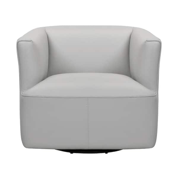 Armen Living Whitney Swivel Dove Gray, Gray Leather Chair And A Half