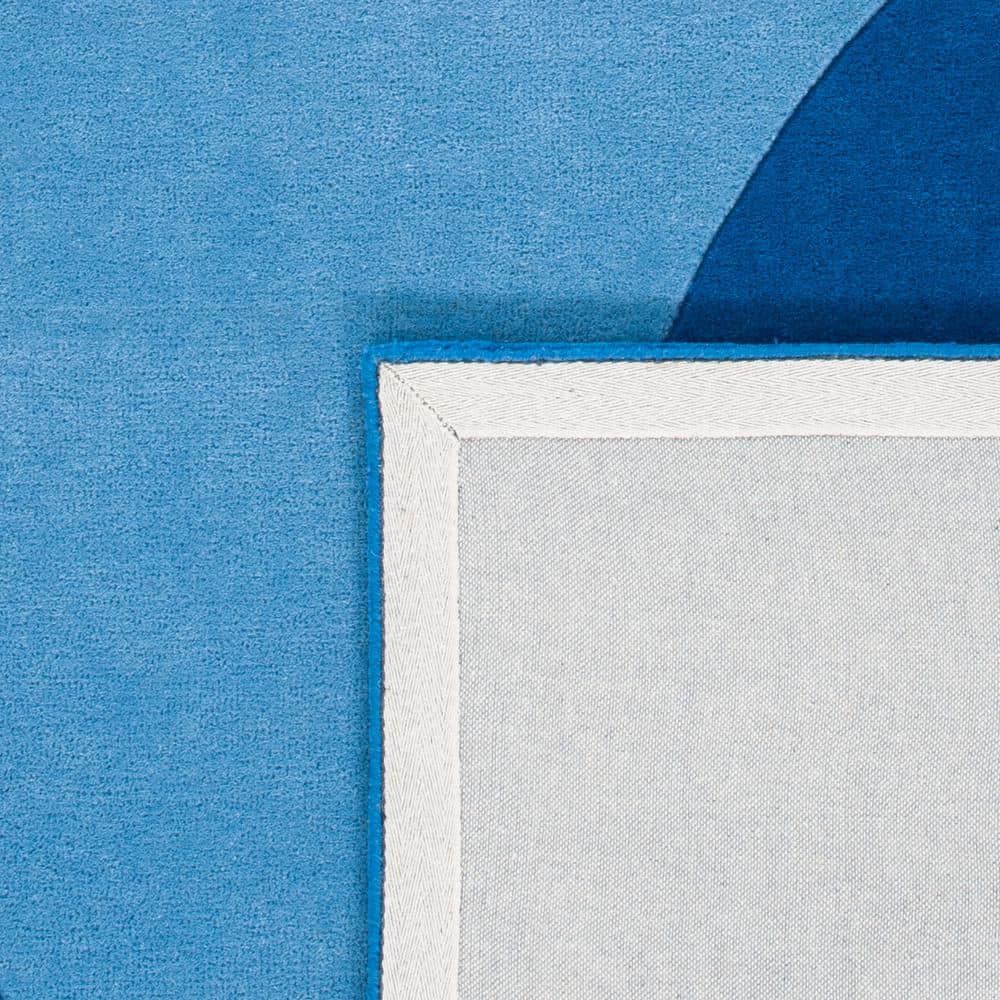 Artisan Blue Abstract Wool Tufted Rectangular Rug - 24x4