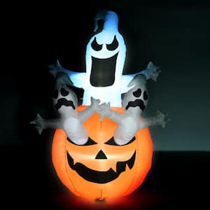 6 ft. LED Jack-O-Lantern with Ghosts Halloween Inflatable