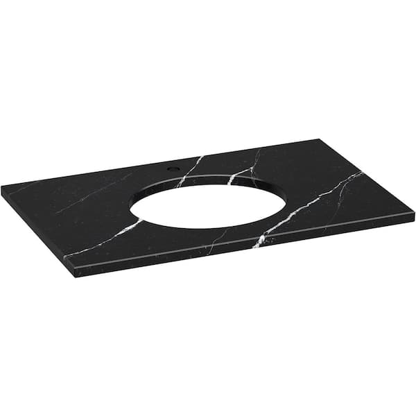KOHLER Silestone 37 in. W x 22.4375 in. D Quartz Oval Cutout with Vanity Top in Eternal Marquwith
