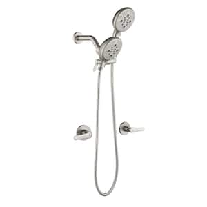 Double Handle 5-Spray Shower Faucet 1.8 GPM with Pressure Balance Anti Scald in. Brushed Nickel