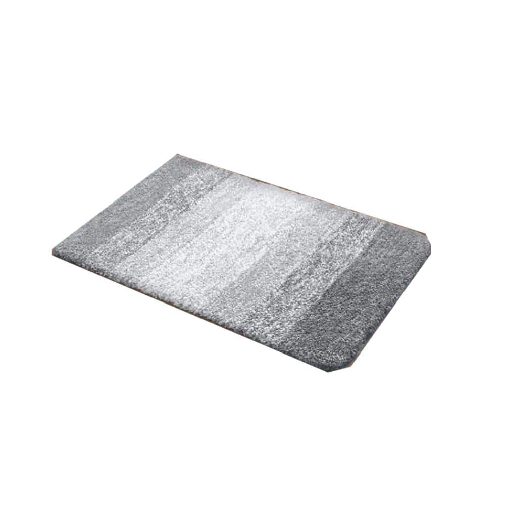 Afoxsos 24 in. x 16 in. Light Grey Stripe Microfiber Rectangular