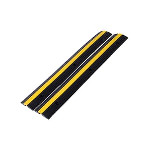 Cable Protector Ramp Rubber Speed Bumps 2 Pack of 1 Channel 6600Lbs Load Capacity w/ 12 Bolts Spike 1-Channel, 2-Pack