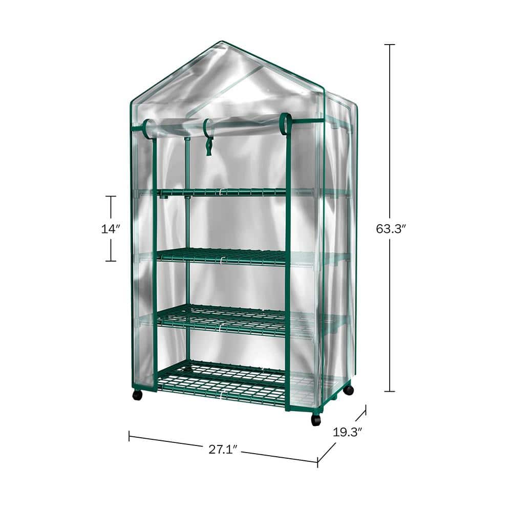 Compact 2x5ft Green Mini Greenhouse with PE Cover and Roll-Up Door