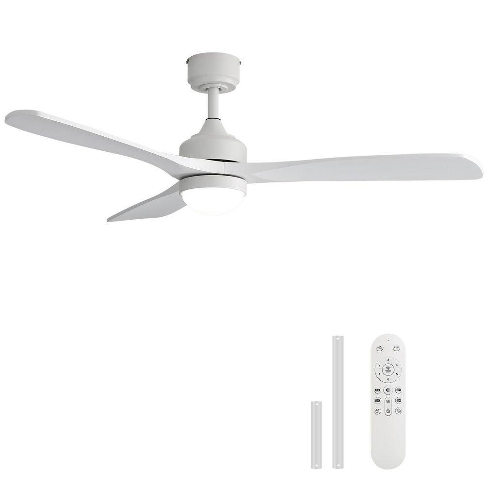 52 in. Indoor/Outdoor Standard Modern White Flush and Downrod Mount Ceiling Fan with Light, Quiet DC Motor and Remote price history on PriceWatchPro