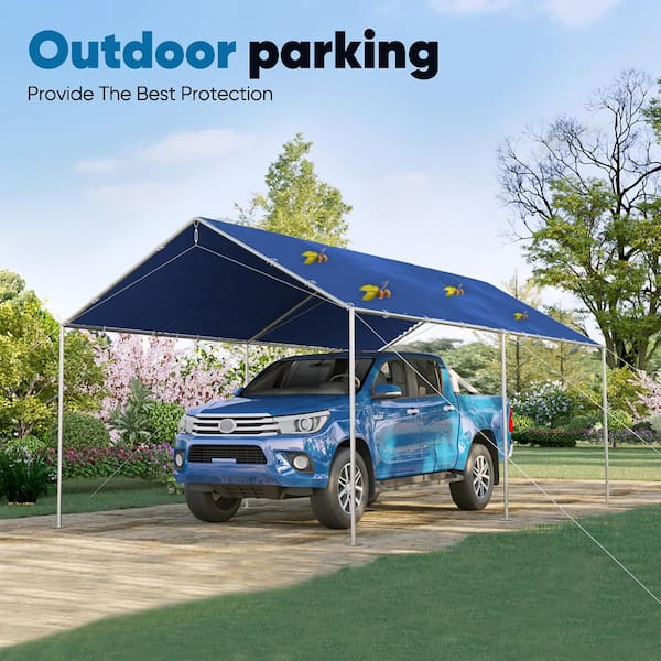 10 ft. x 20 ft. Heavy Duty Car Canopy Galvanized Frame Carport Outdoor Party Tent Boat Shelter - Blue