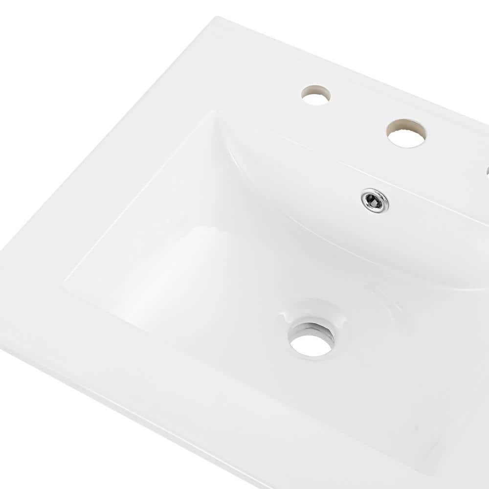 White Ceramic 20" Rectangular Single Sink Basin Vanity Top