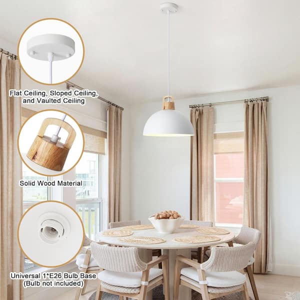ZJVAIVE 1-Light White Dome Pendant Light Hanging Ceiling