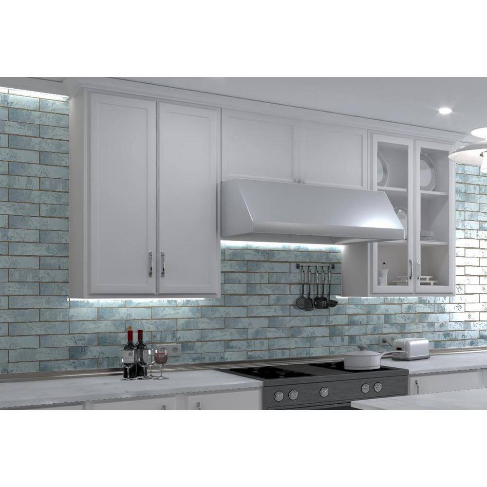 Splash Mermaid Blue Glossy Ceramic Subway Wall Tile