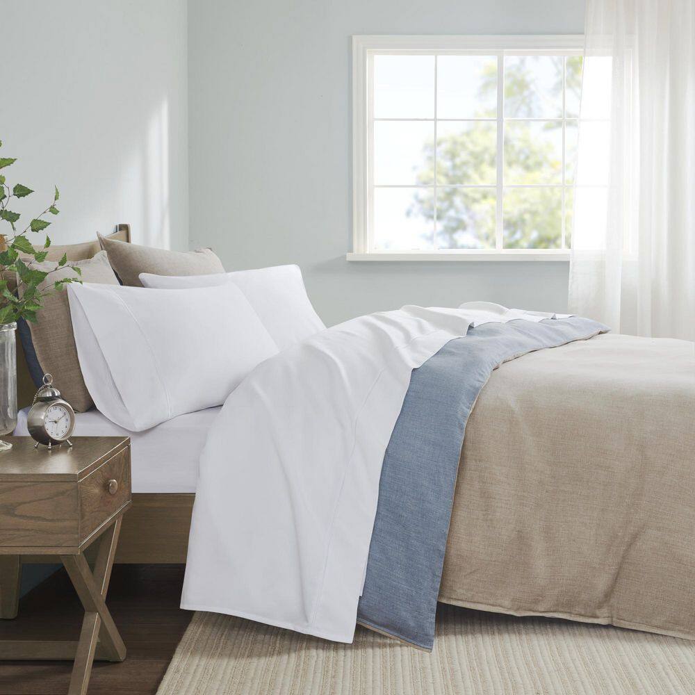 King White Solid Cotton Sheet Set
