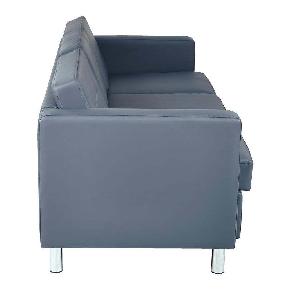 Dillon Blue Faux Leather Lawson Sofa with Track Arms