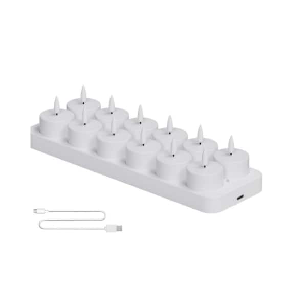 12 Rechargeable LED Tealights with Charging Base, Remote & Timer DK1689