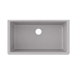 Quartz Classic Greystone Quartz 33 in. Single Bowl Undermount Kitchen Sink