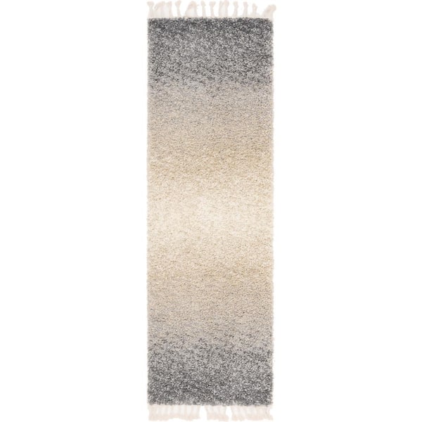 Hygge Shag Gradient Gray 2 ft. 7 in. x 8 ft. 2 in. Runner Rug