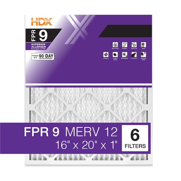 16 in. x 20 in. x 1 in. Superior Pleated Air Filter FPR 9, MERV 12 (6-Pack)
