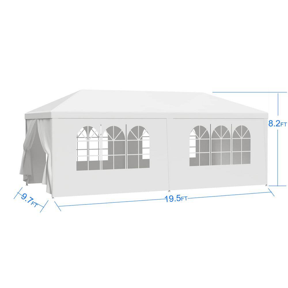 10x20 White Adjustable Height Pop-Up Canopy Tent with Sidewalls