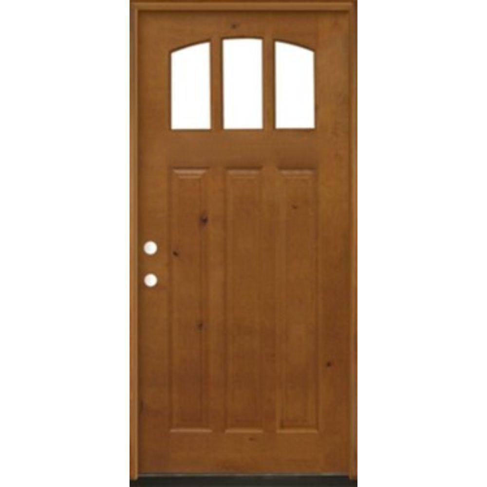 Steves & Sons 36 in. x 80 in. Craftsman 3 Lite Arch Stained Knotty