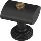 Riveted 1 in. (25 mm) Matte Black with Champagne Bronze Cabinet Knob