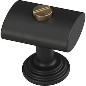 Riveted 1 in. (25 mm) Matte Black with Champagne Bronze Cabinet Knob (5-Pack)