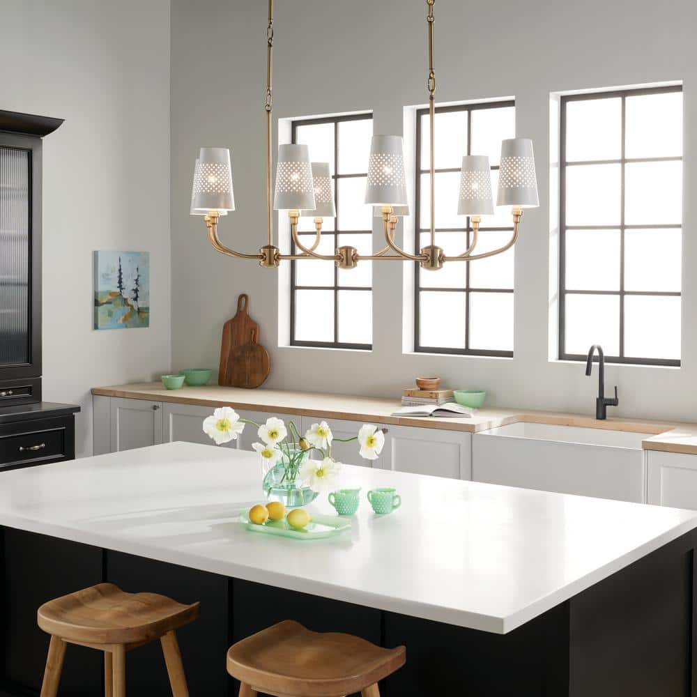 Adeena Brushed Natural Brass 8-Light Linear Chandelier