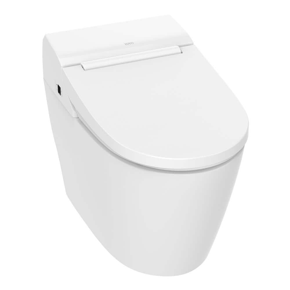 ANZZI Bidet Smart WC de una pieza sin tanque en cerámica blanca, descarga  automática de 1.28 GPF, asiento con calefacción, temperatura del agua