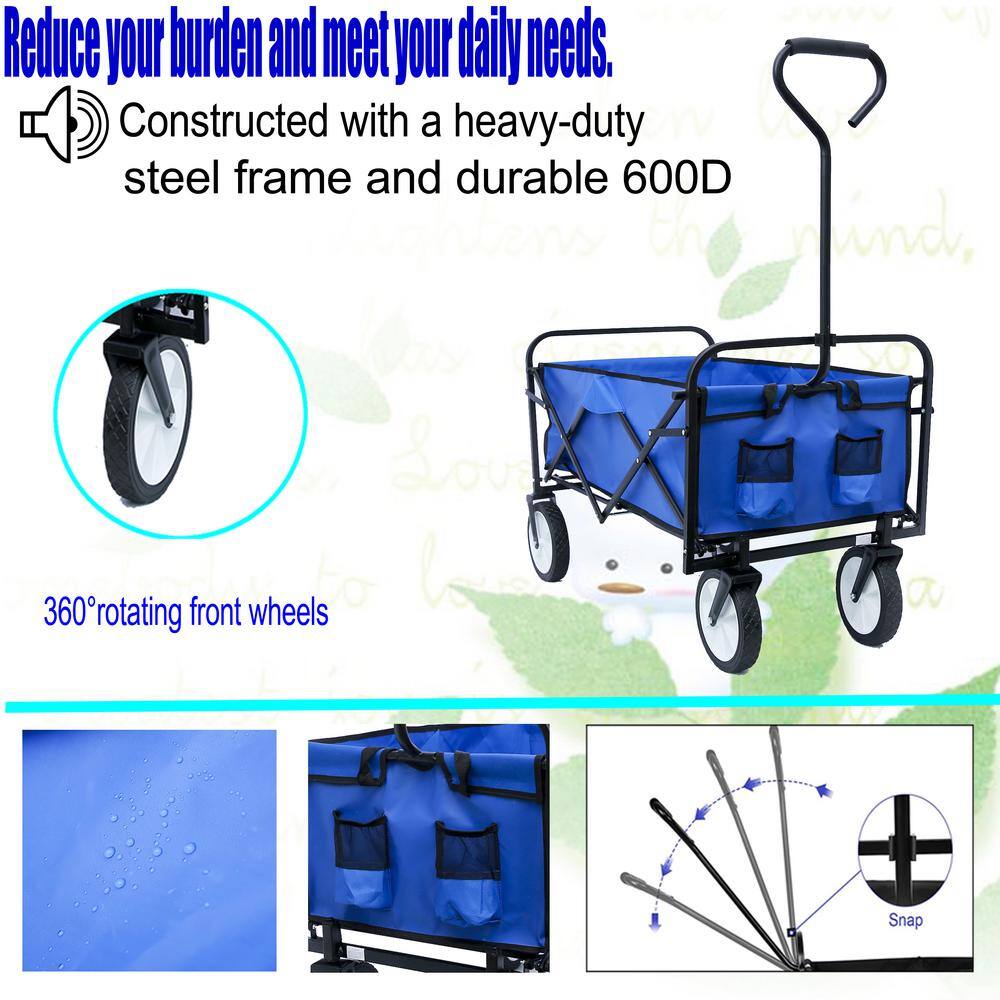 Blue Heavy-Duty Folding Utility Wagon Cart