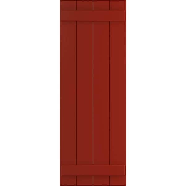 Ekena Millwork 21-1/2 in. x 42 in. True Fit PVC Four Board Joined Board and Batten Shutters Pair in Fire Red