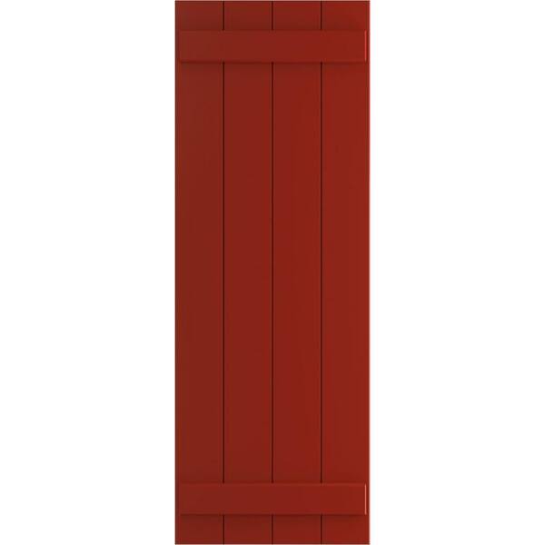 Ekena Millwork 21-1/2 in. x 62 in. True Fit PVC 4-Board Joined Board and Batten Shutters Pair in Fire Red