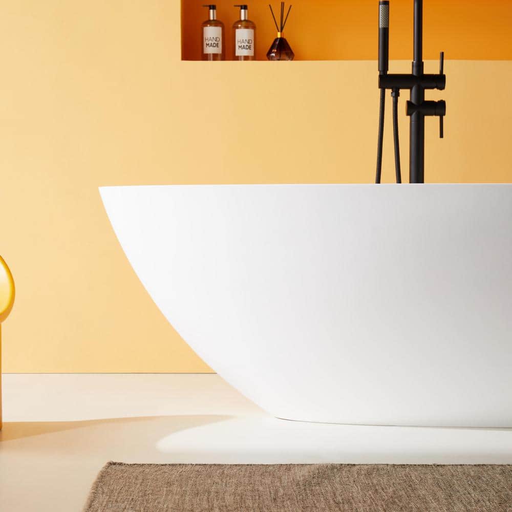59'' Matte White Acrylic Freestanding Soaking Bathtub