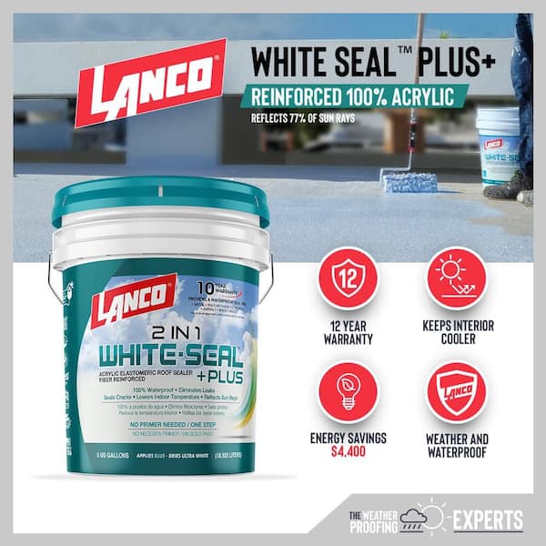 White-Seal Plus 5 Gal. Acrylic Elastomeric White Reflective Roof and RV Sealer