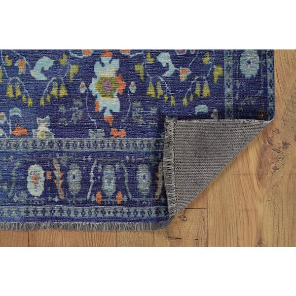Lena Navy and Blue 5 ft. x 7 ft. Transitional Woven Oriental Polyester Rectangle Indoor Area Rug
