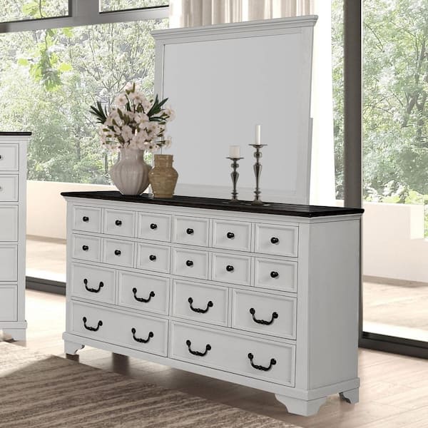 Furniture of America Kento White and Dark Brown 8-Drawer 64