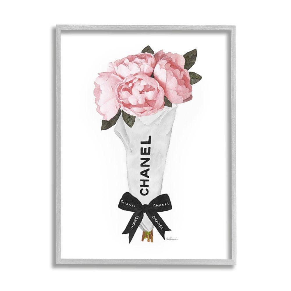 Stupell Industries Pink Peonies Flower Bouquet Glam Fashion Bow by Amanda Greenwood Framed Print Nature Texturized Art 24 in. x 30 in -  af-661_gff24x30